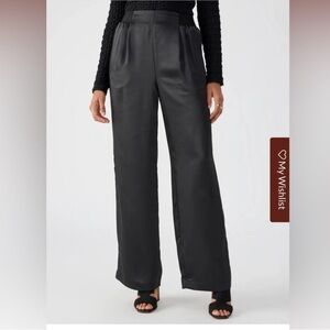 Anthropologie Black Satin Pants